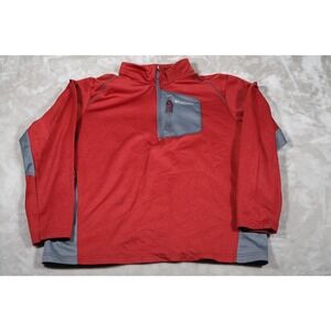 Columbia Pullover Mens XL Red Gray Half Zip Lightweight Outdoor Athletic Sweater